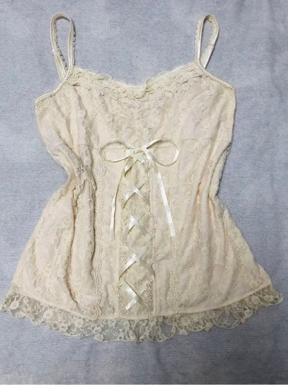 moving sale 💕 - Axes Femme J-Fashion lace up corset top with ribbon in cream